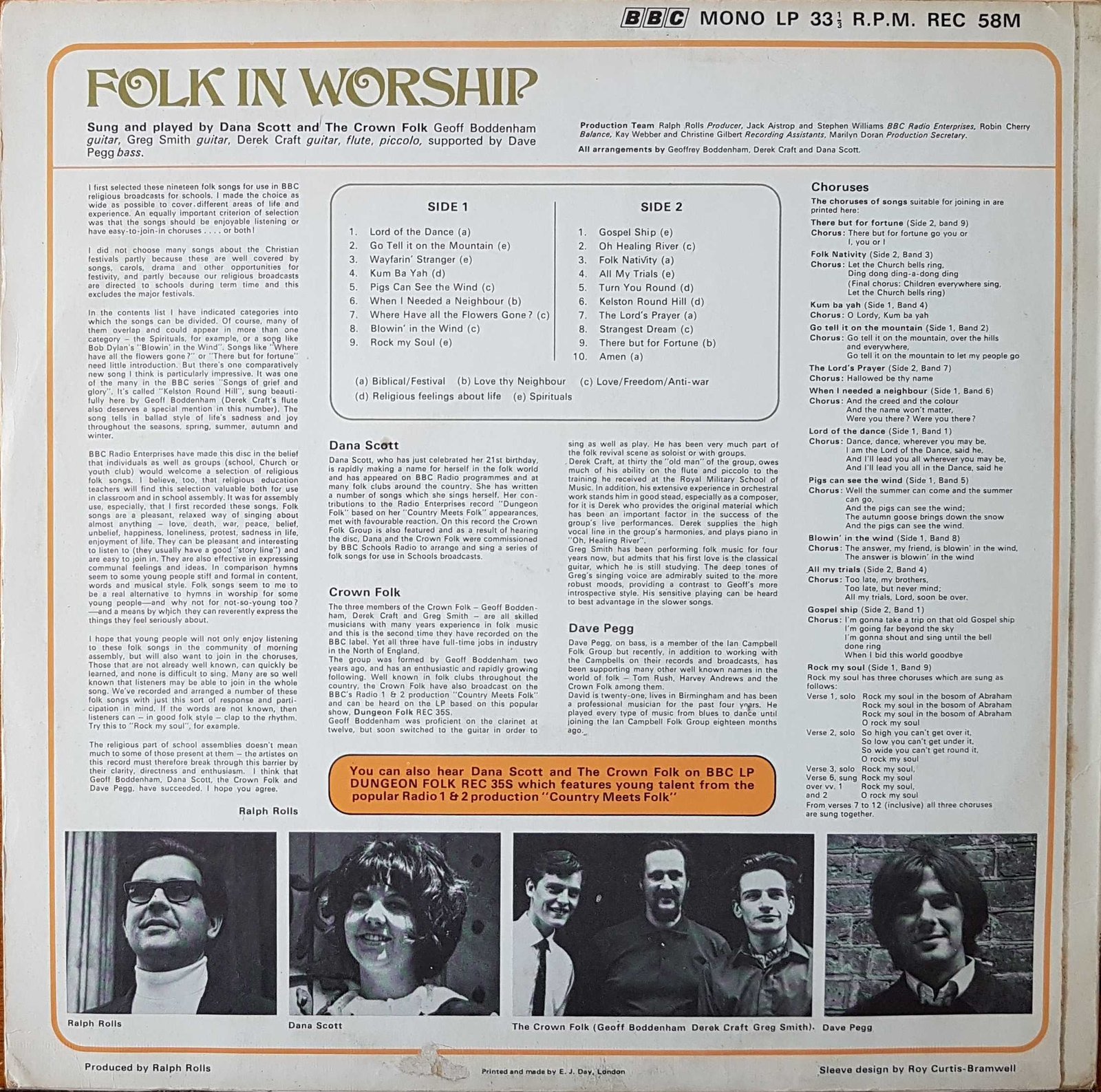 Picture of REC 58 Folk in Worship by artist Various from the BBC records and Tapes library